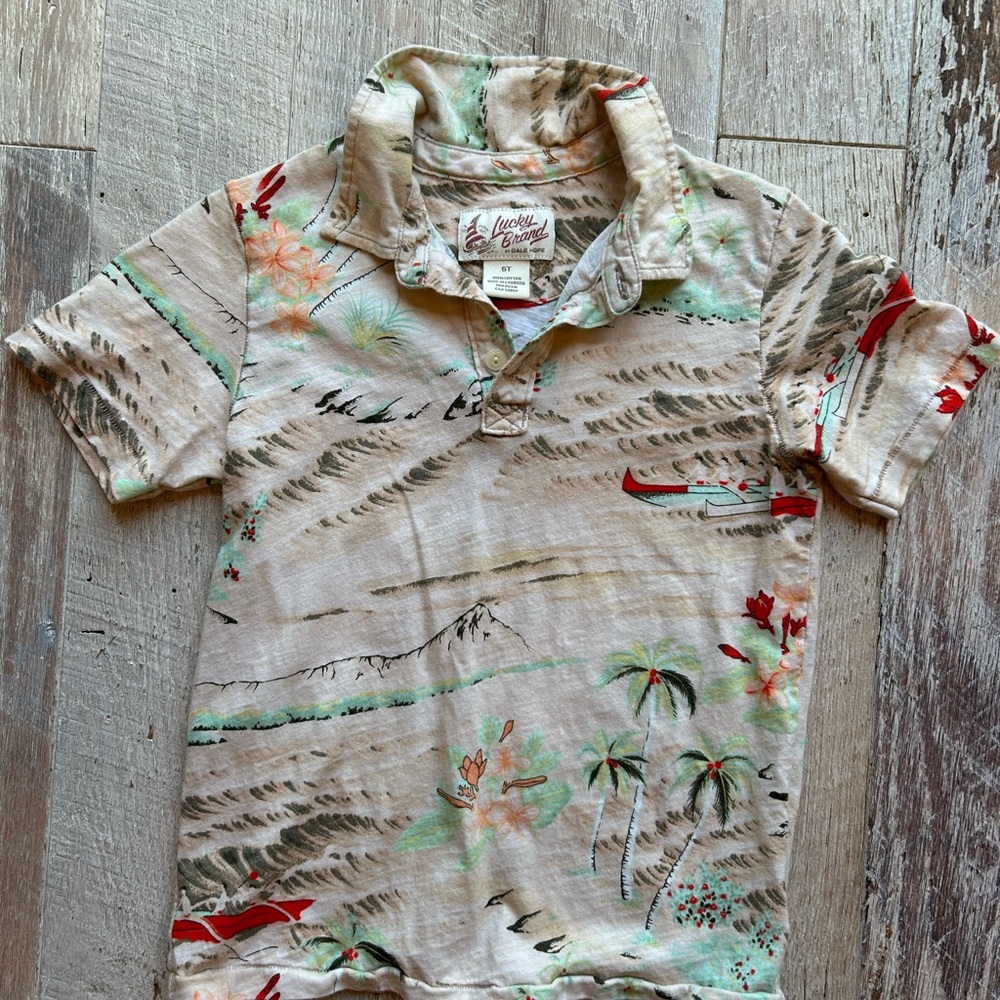 Lucky Brand Hawaiian Polo Shirt